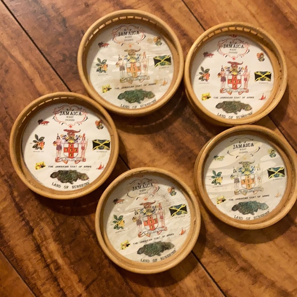 Set of 5 Bamboo Jamaican Coasters